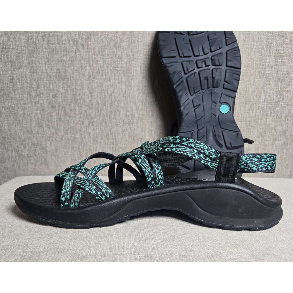 Chaco Women’s Hiking Sandals Black Teal Toe Loop Adjustable Straps Outdoor S 10 - Picture 9 of 13